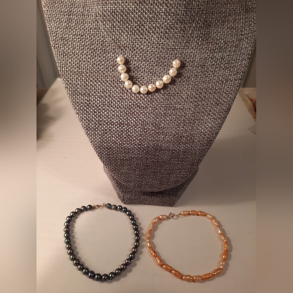 10,10,14k Clasp Pearl Necklace,bracelets Set